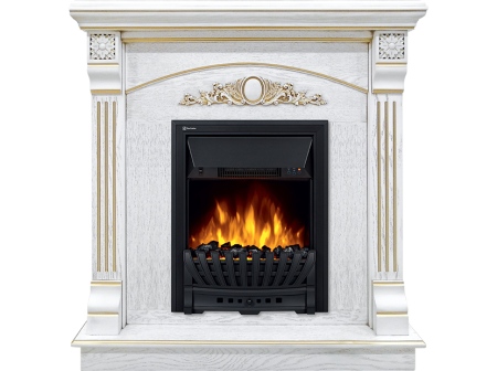 Портал для камина Firelight Barocco Classic шпон белый дуб с золотой патиной