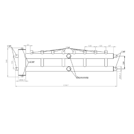 Коллектор с гидрострелкой распределительный Прокситерм 60 кВт 4+1 контура НР 1"