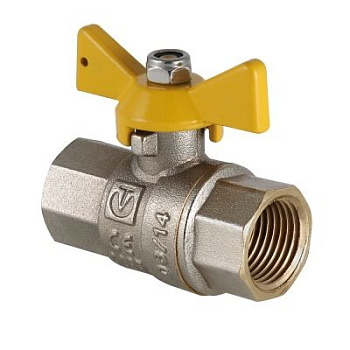 Кран шаровой латунный никель газовый 3/4" Valtec Valgas ВР-ВР, ручка-бабочка Кран шаровой латунный никель газовый 3/4" Valtec Valgas ВР-ВР, ручка-бабочка