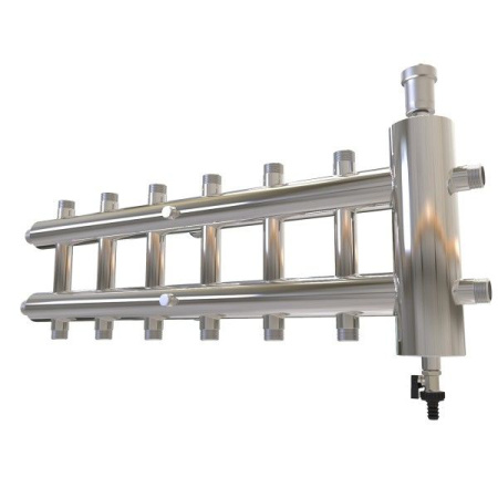 Коллектор с гидрострелкой распределительный Прокситерм 60 кВт 7 контуров НР 1"