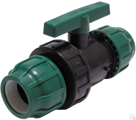 Шаровый кран ПНД компрессионный муфта-муфта 50х50 Poelsan (Турция)