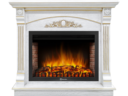 Портал для камина Firelight Barocco 30 шпон белый дуб с золотой патиной