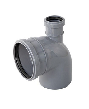 Отвод канализационный полипропилен 110 мм 90˚ с выходом 50 прямой Россия