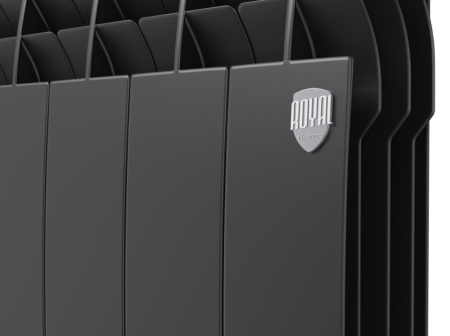 Биметаллический радиатор Royal Thermo Biliner Noir Sable VR 500, 8 секций, нижнее подключение