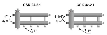 Коллектор с гидрострелкой распределительный Прокситерм 85 кВт 2+1 контура НР 1 1/4"