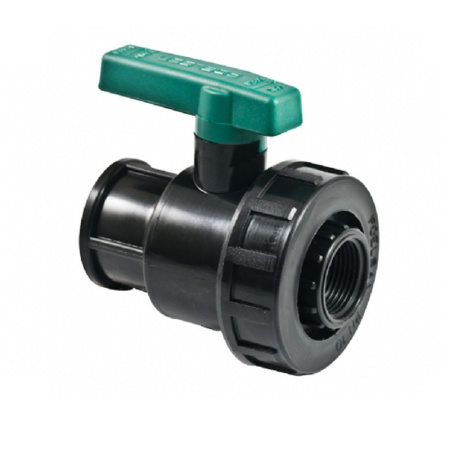 Шаровый кран ПНД компрессионный внутренняя резьба 1 1/2"х1 1/2" Poelsan (Турция)