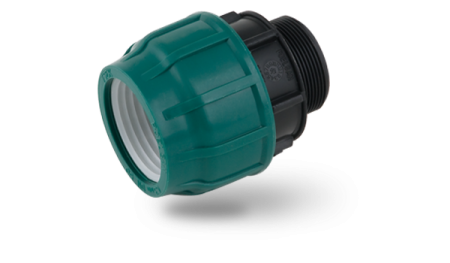 Муфта ПНД компрессионная с наружной резьбой 50х1 1/2" Poelsan (Турция)