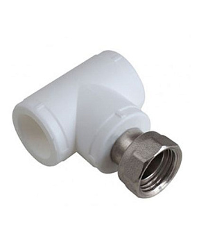 Тройник полипропиленовый с накидной гайкой PP-R 25 х 1/2" ВР PN25 Россия, белый Тройник полипропиленовый с накидной гайкой PP-R 25 х 1/2" ВР PN25 Россия, белый