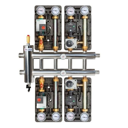 Коллектор с гидрострелкой распределительный Прокситерм 130 кВт 5 контуров НР 1 1/2"