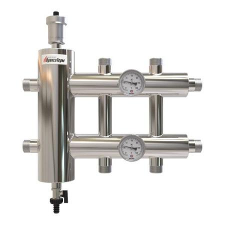 Коллектор с гидрострелкой распределительный Прокситерм 60 кВт 3 контура НР 1"