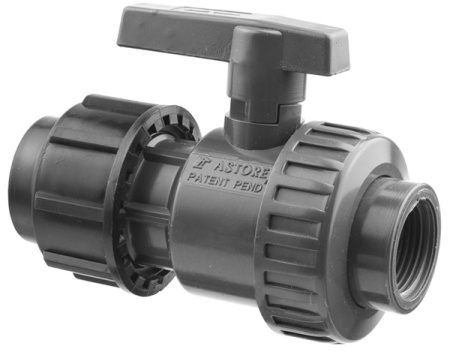 Шаровый кран ПНД компрессионный муфта-внутренняя резьба 63x2" Astore (Италия)