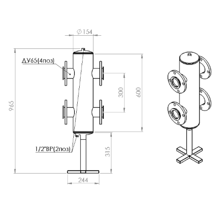 Гидрострелка Прокситерм GS 65F 1 контур НР 2 1/2"