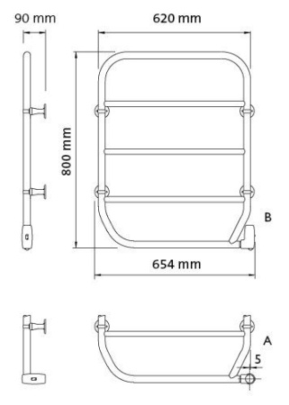 Полотенцесушитель электрический LVI Nila/TF-62 хром 80 Вт
