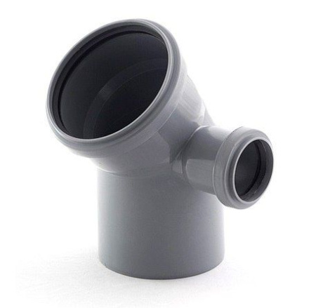 Отвод канализационный полипропилен 110 мм 45˚ с выходом 50 правый Россия