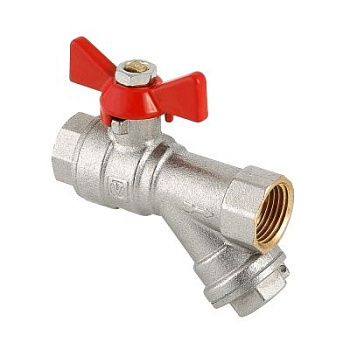 Кран шаровой латунь со встроенным фильтром 1/2" Valtec ВР-ВР, ручка-бабочка Кран шаровой латунь со встроенным фильтром 1/2" Valtec ВР-ВР, ручка-бабочка