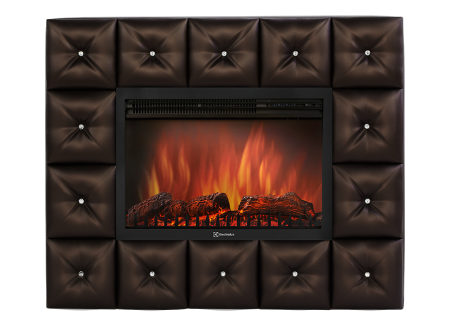 Электрокамин (очаг Electrolux EFP/P-3020LS + портал Firelight Crystal 30 тёмная экокожа)