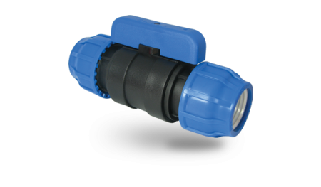 Шаровый кран ПНД компрессионный муфта-муфта 20х20 Poelsan (Турция) Шаровый кран ПНД компрессионный муфта-муфта 20х20 Poelsan (Турция)