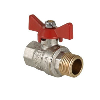 Кран шаровой латунный 3/4" Valtec Base ВР-НР, ручка-бабочка, никелированный полнопроходной Кран шаровой латунный 3/4" Valtec Base ВР-НР, ручка-бабочка, никелированный полнопроходной