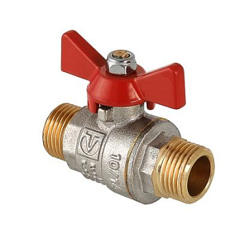 Кран шаровой латунный 3/4" Valtec Base НР-НР, ручка-бабочка, никелированный