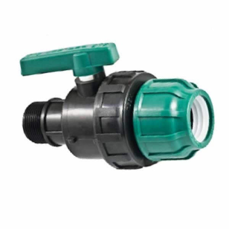 Шаровый кран ПНД компрессионный муфта-наружная резьба 50х1 1/2" Poelsan (Турция)