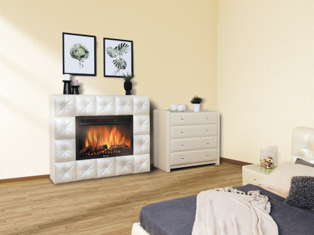 Электрокамин (очаг Electrolux EFP/P-3020LS + портал Firelight Crystal 30 светлая экокожа)