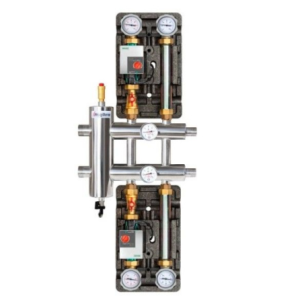 Коллектор с гидрострелкой распределительный Прокситерм 60 кВт 3 контура НР 1"