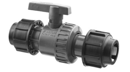 Шаровый кран ПНД компрессионный муфта-муфта 20х20 Astore (Италия)