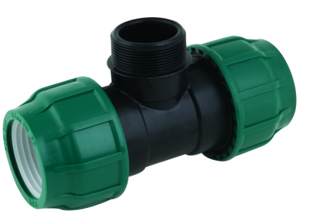 Тройник ПНД компрессионный с наружной резьбой 40х1"х40 Poelsan (Турция)