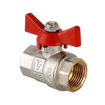 Кран шаровой латунь 1/2" Valtec Base ВР-ВР, ручка-бабочка, никелированный полнопроходной Кран шаровой латунь 1/2" Valtec Base ВР-ВР, ручка-бабочка, никелированный полнопроходной