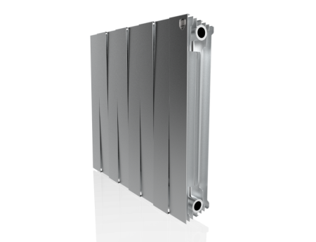 Биметаллический радиатор Royal Thermo PianoForte 500 new Silver Satin, 8 секций, боковое подключение