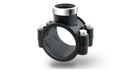 Седелка на трубу ПНД компрессионная 160х1" с кольцом Poelsan (Турция)