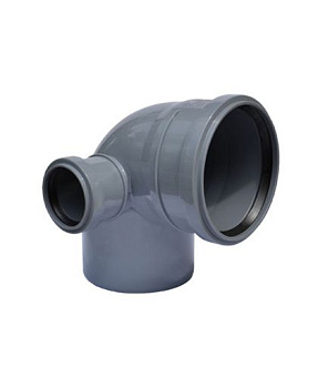 Отвод канализационный полипропилен 110 мм 90˚ с выходом 50 правый Россия