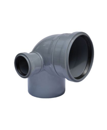 Отвод канализационный полипропилен 110 мм 90˚ с выходом 50 правый Россия