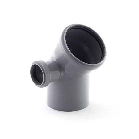 Отвод канализационный полипропилен 110 мм 45˚ с выходом 50 левый Россия
