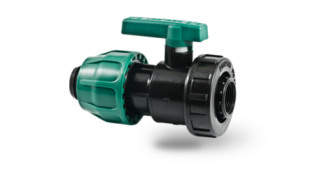 Шаровый кран ПНД компрессионный муфта-внутренняя резьба 63х1 1/2" Poelsan (Турция) Шаровый кран ПНД компрессионный муфта-внутренняя резьба 63х1 1/2" Poelsan (Турция)