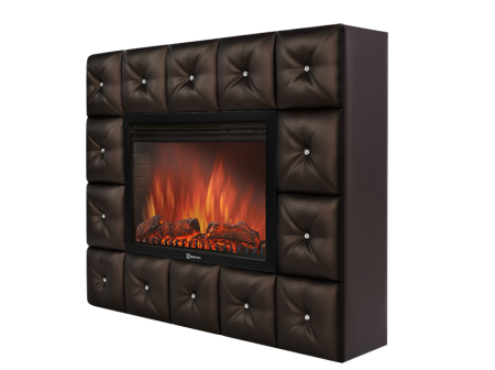 Электрокамин (очаг Electrolux EFP/P-3020LS + портал Firelight Crystal 30 тёмная экокожа)